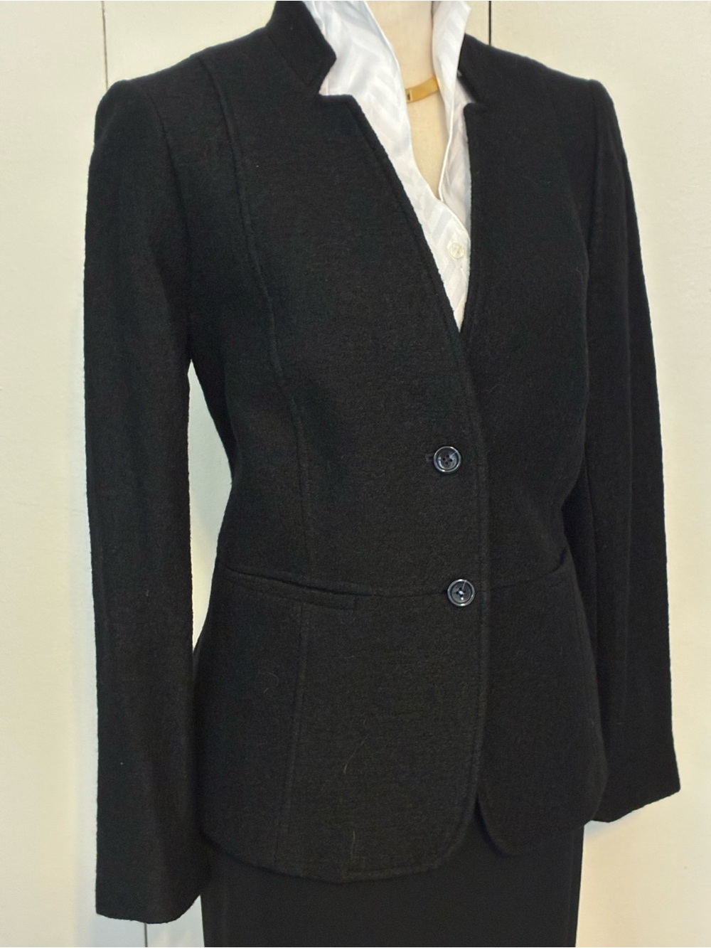 Talbots Black Boiled Wool Jacket